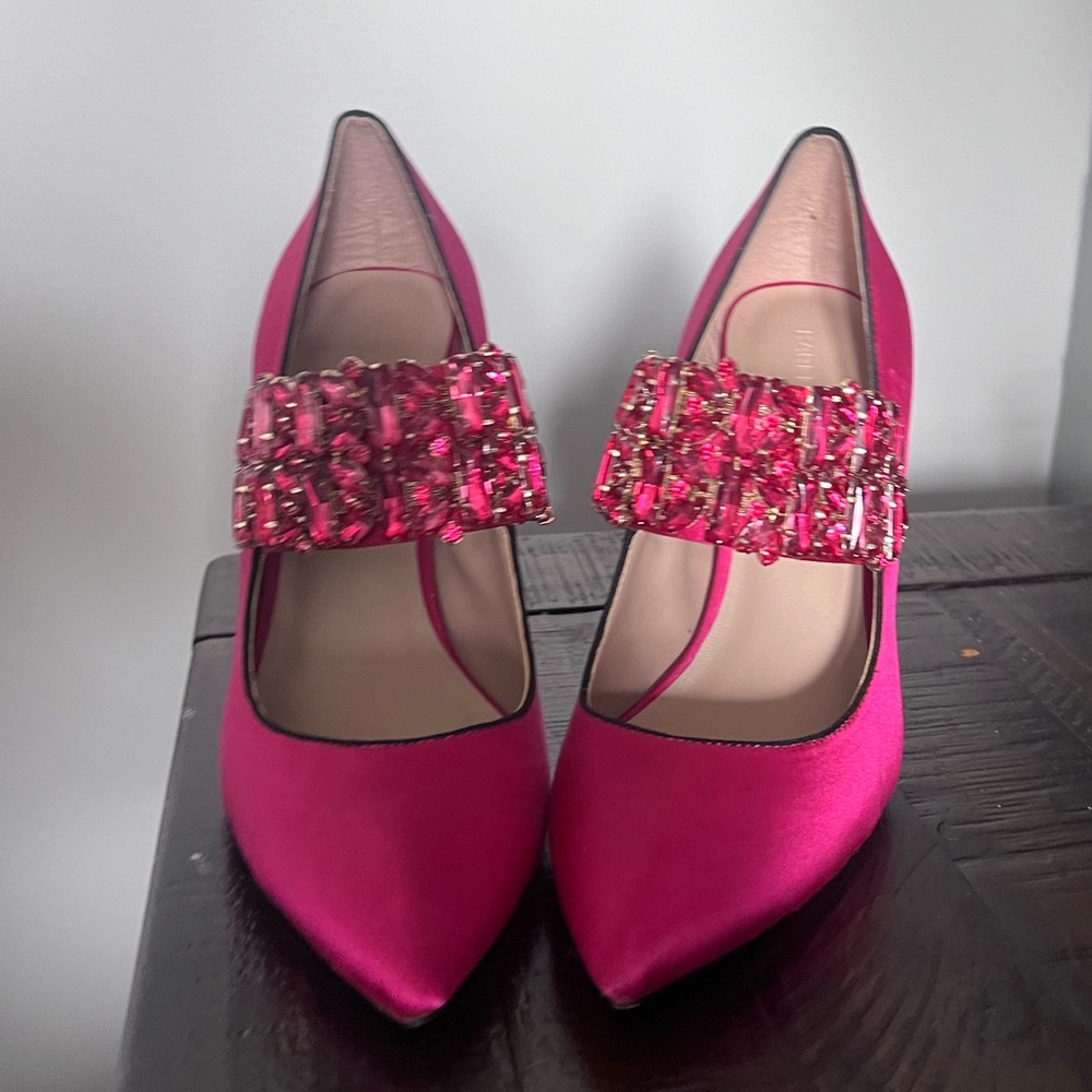 Karl lagerfeld satin pink jeweled shoes